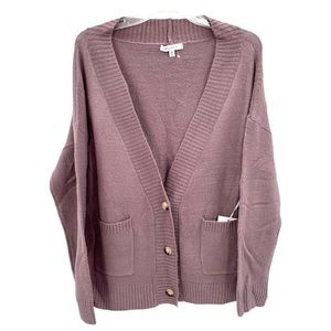 PURPLE SNOW CROPPED MEDIUM V NECK CARDIGAN.